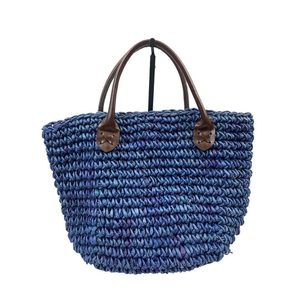 Women's Blue Wicker Handbag - Picture 2 of 7